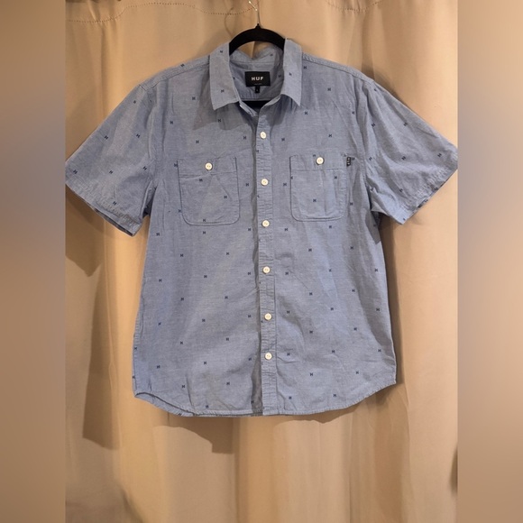 Men’s Blue HUF Button Up - Picture 1 of 6